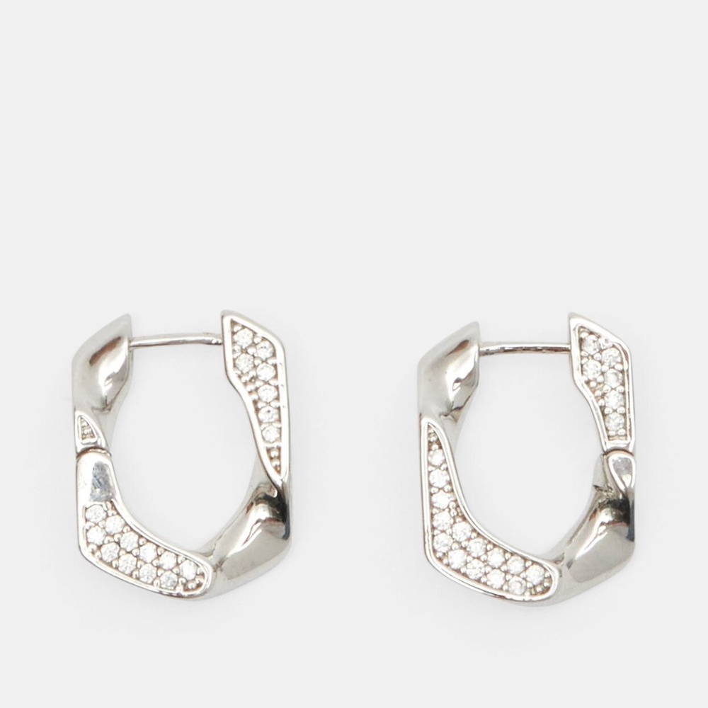 Luv AJ Pave Cuban Link Earring silver